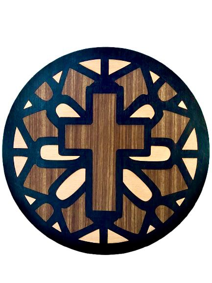 Handcrafted Round Cross Wooden Wall Art