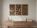 Botanical Triptych Wall Art – Set of 3 Two-Tone Wood Panels | UAE Home & Airbnb Decor