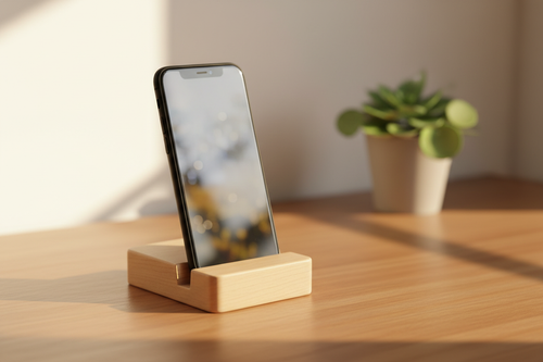 Bamboo Mobile Stand with Phone