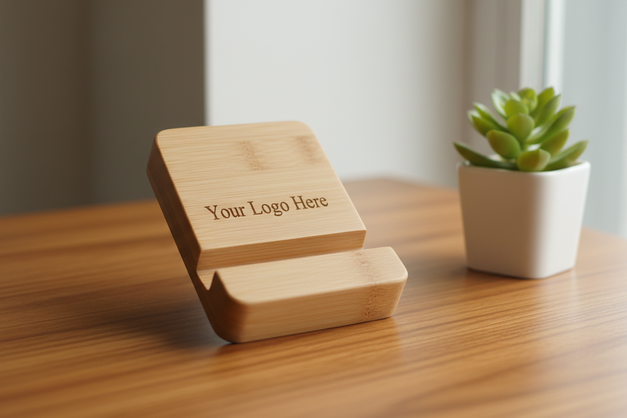 Bamboo Mobile Stand – Your Logo Here