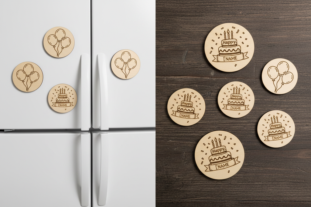 Personalized Laser Engraved Wooden Fridge Magnet