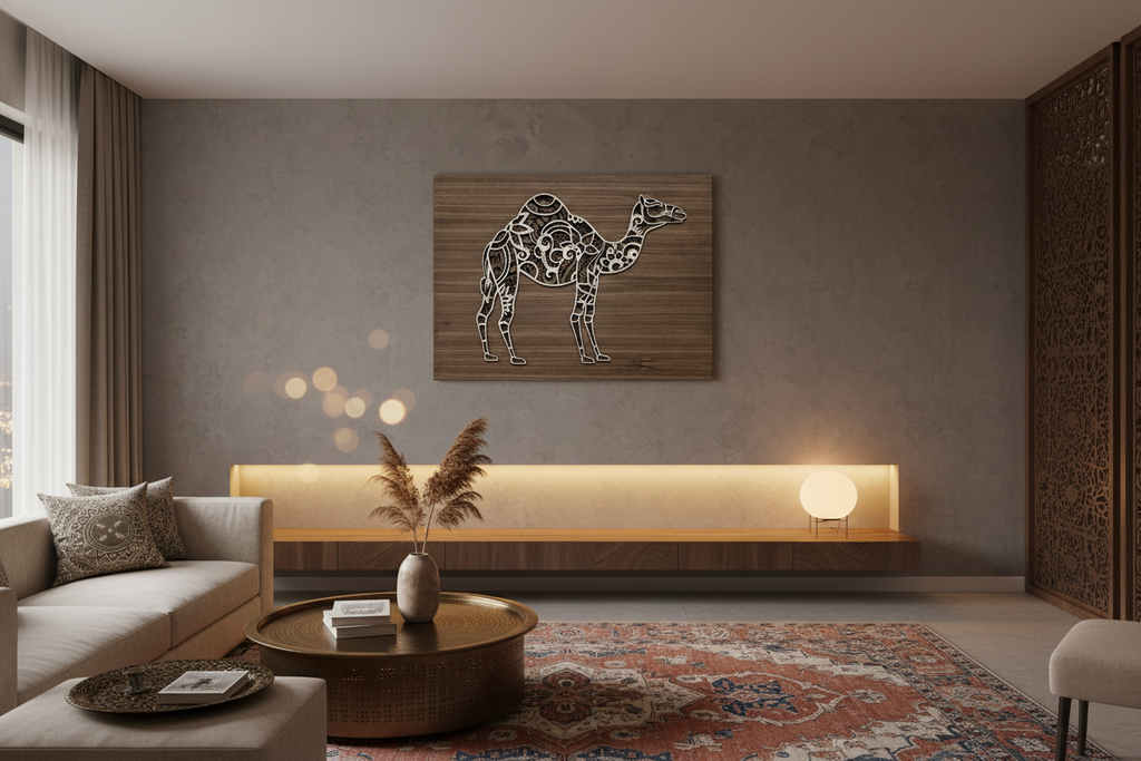 Camel Layered Wall Art – 4-Layer Laser Cut Plywood