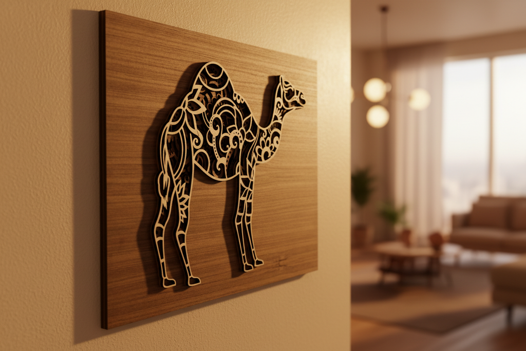 Camel Layered Wall Art – 4-Layer Laser Cut Plywood