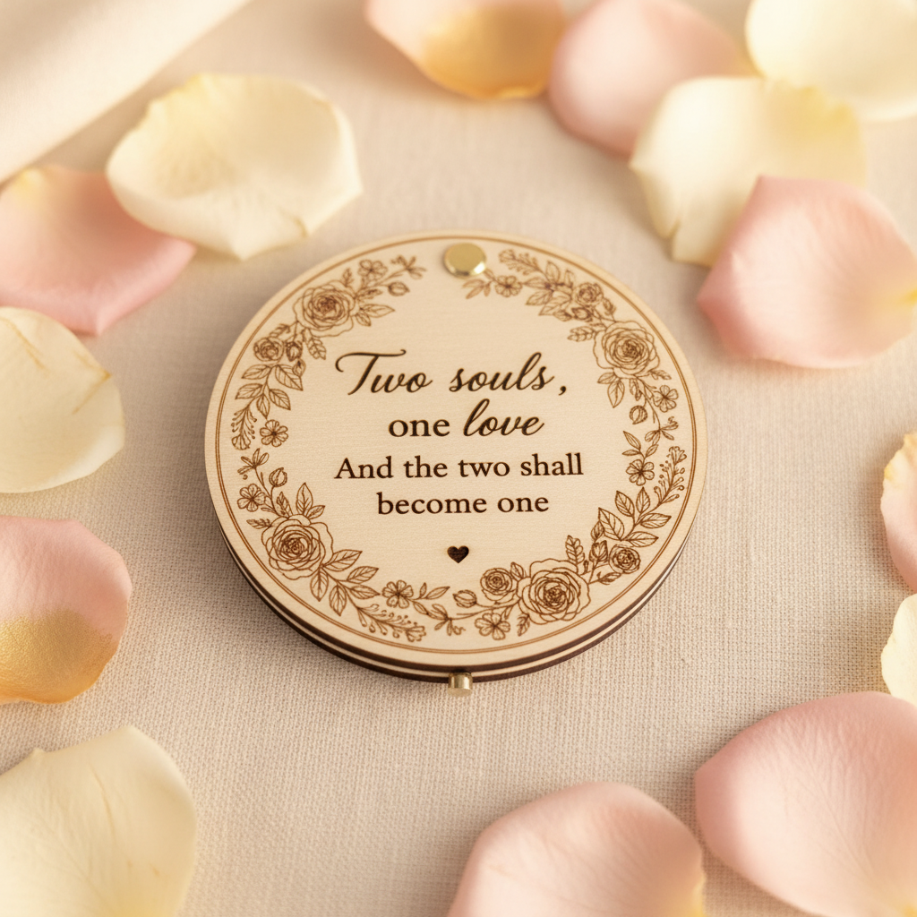 Wedding Compact Mirror – Laser Engraved Wooden Souvenir