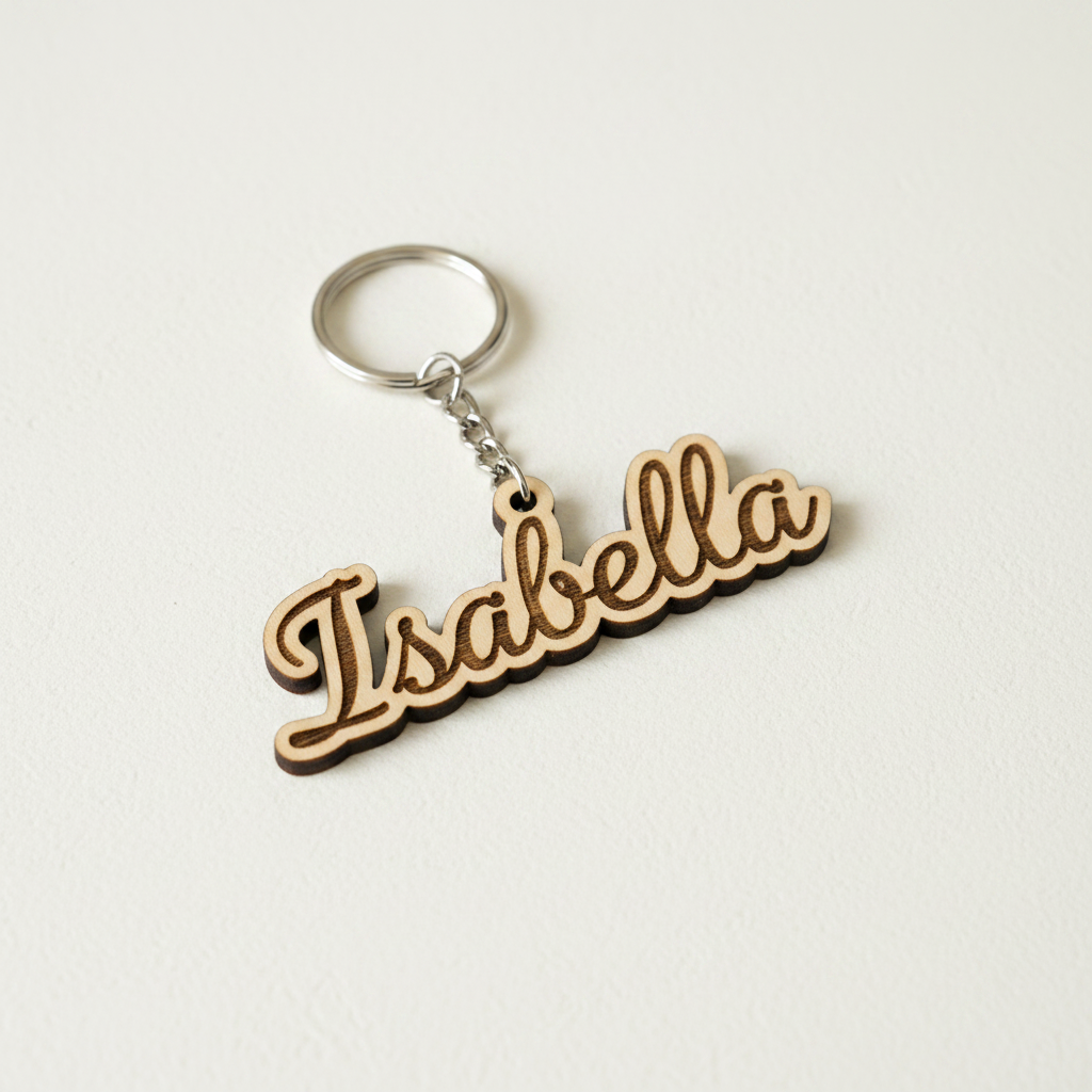 Single Wooden Name Keychain