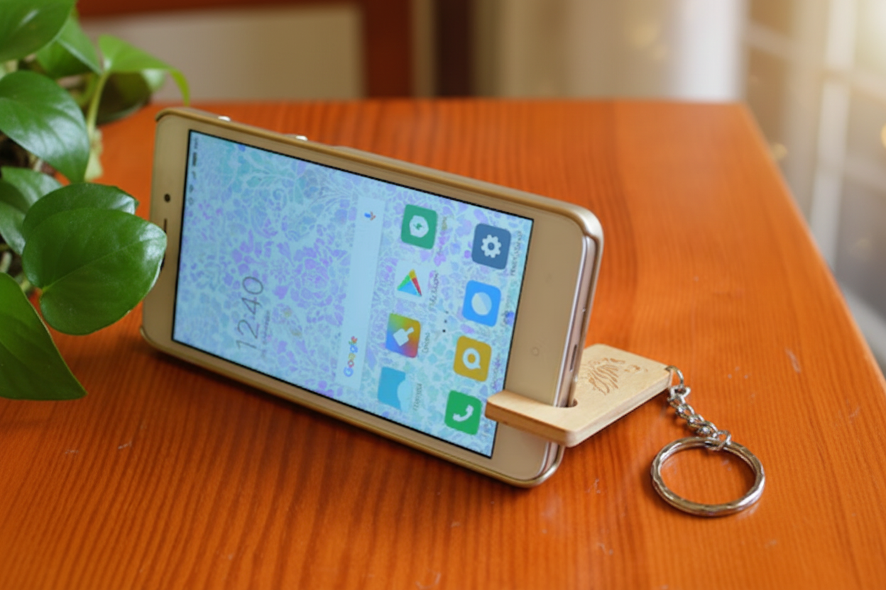 Wooden Keychain Phone Stand Warm Table Setting