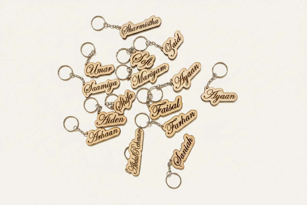 Wooden Name Keychain Banner